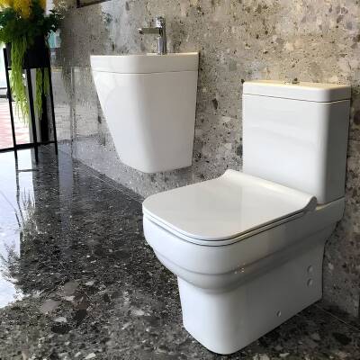 Seramiksan Bold Kanalsız Beyaz Duvara Sıfır Klozet Takımı A091030H, Seramiksan Bold Duroplast Yavaş Kapak
