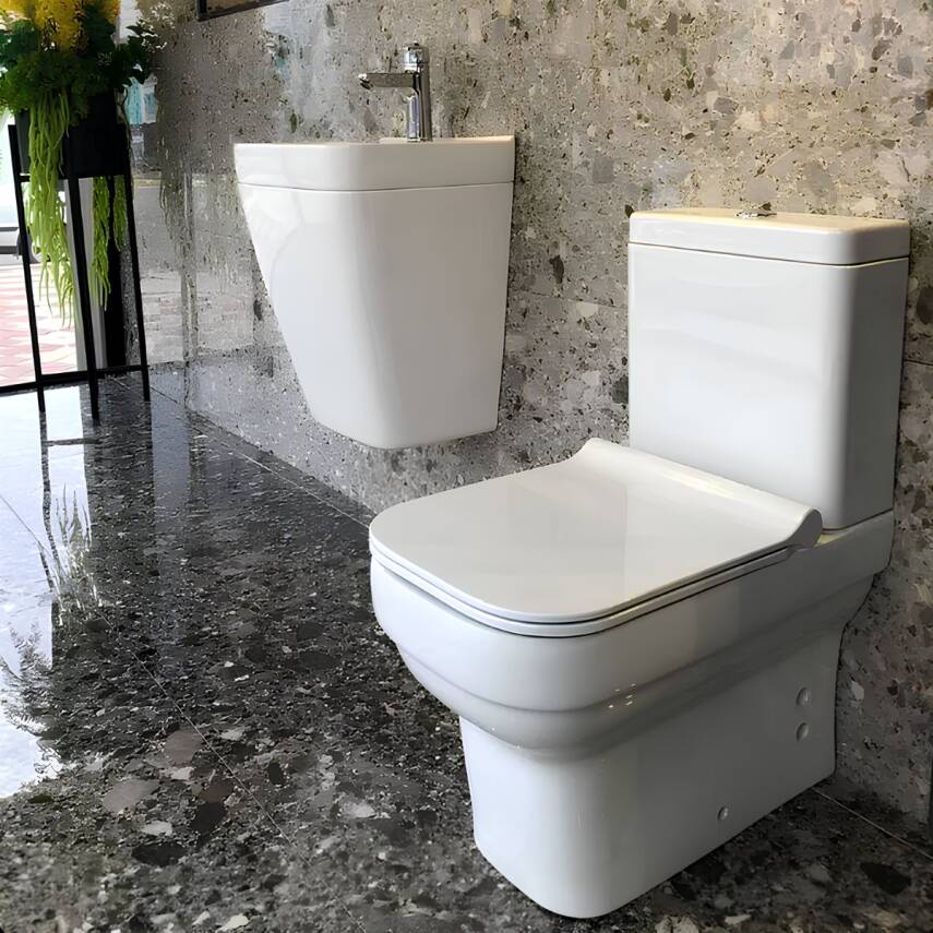 Seramiksan Bold Kanalsız Beyaz Duvara Sıfır Klozet Takımı A091030H, Seramiksan Bold Duroplast Yavaş Kapak - 1