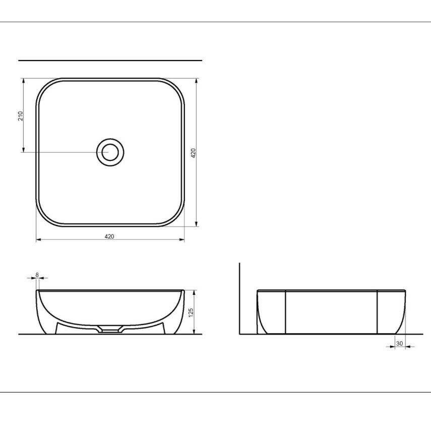 Seramiksan Form Kare Tezgâh Üstü Batarya Deliksiz Beyaz Lavabo 42x42 Cm A002742H - 2