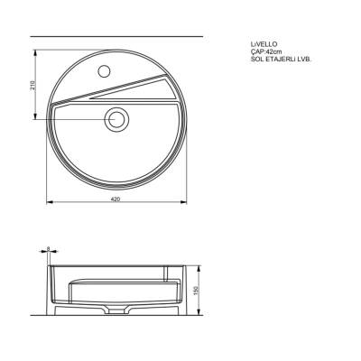 Seramiksan Livello Oval Tezgâh Üstü Batarya Delikli Beyaz Lavabo 42x42 Cm A114010H - 5