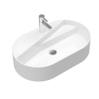 Seramiksan Livello Oval Tezgâh Üstü Batarya Delikli Beyaz Lavabo 65x40 Cm A114020H