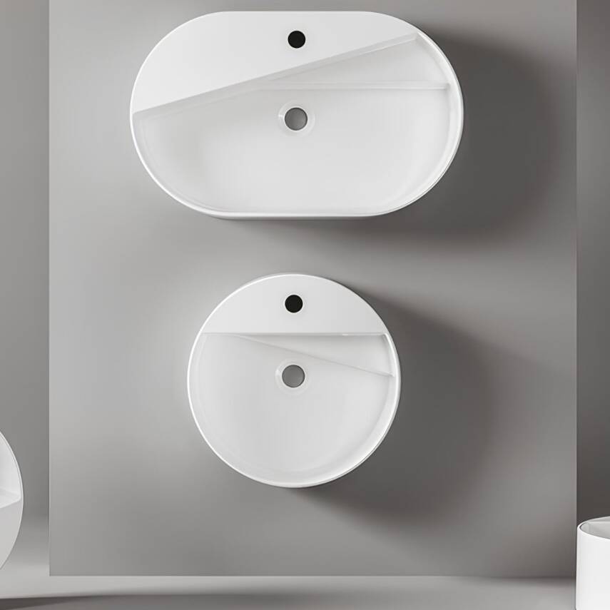 Seramiksan Livello Oval Tezgâh Üstü Batarya Delikli Beyaz Lavabo 65x40 Cm A114020H - 4