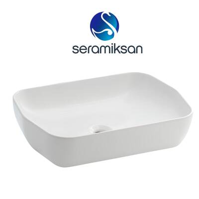 Seramiksan Lucida Oval Tezgâh Üstü Batarya Deliksiz Beyaz Lavabo 55x38 Cm A002551H - 2
