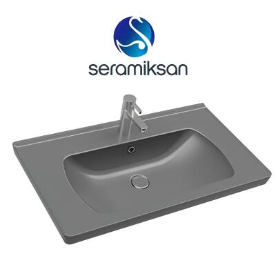 Seramiksan Satürn Etajer Uyumlu Mat Antrasit Lavabo 80x45 Cm A142021H