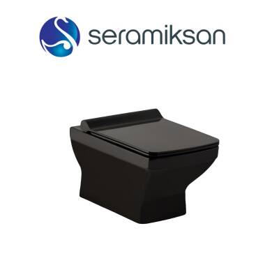 Seramiksan Silva Kanallı Parlak Siyah Asma Klozet A041043H, Seramiksan Silva Yavaş Kapak