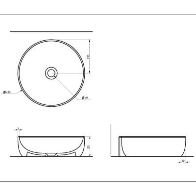 Seramiksan Sole Oval Tezgâh Üstü Batarya Deliksiz Beyaz Lavabo 42x42 Cm A002842H - 2