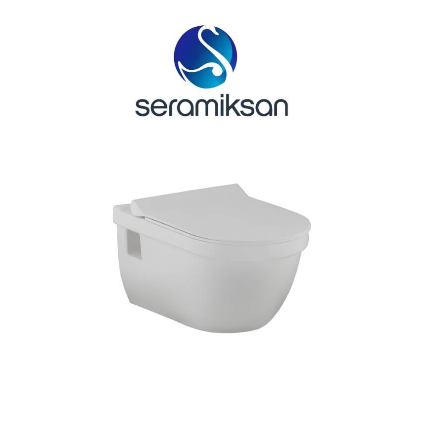 Seramiksan Terra Kanallı Beyaz Asma Klozet A011101H, Seramiksan Terra Duroplast Yavaş Kapak - 1