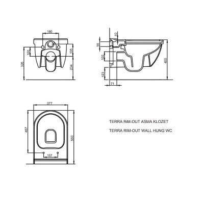 Seramiksan Terra Kanallı Beyaz Asma Klozet A011101H, Seramiksan Terra Duroplast Yavaş Kapak - 4