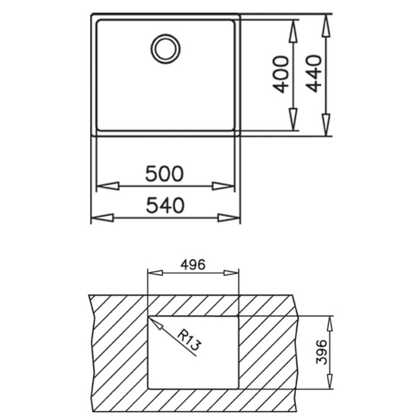 Teka Be Linea RS515 50.40 Tezgâh Altı Paslanmaz Çelik Eviye 115000005 - 7