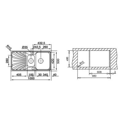 Teka Princess 60 B 1D Sol Damlalıklı Paslanmaz Çelik Eviye 40109146 - 5