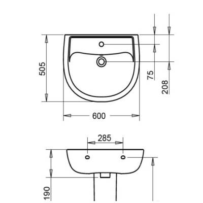 Turavit Alize Batarya Delikli Beyaz Lavabo 60x50 Cm ALZ6001 - 2