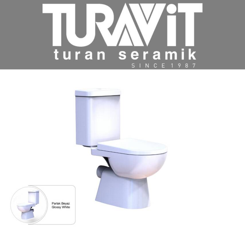Turavit Alize Kanallı Beyaz Arkadan Çıkışlı Klozet Takımı ALZ6006, Nkp İnci Yavaş Kapak - 2