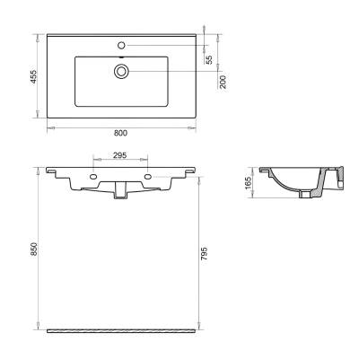 Turavit Bella Etajer Uyumlu Beyaz Lavabo 80x45 Cm BL0402 - 3