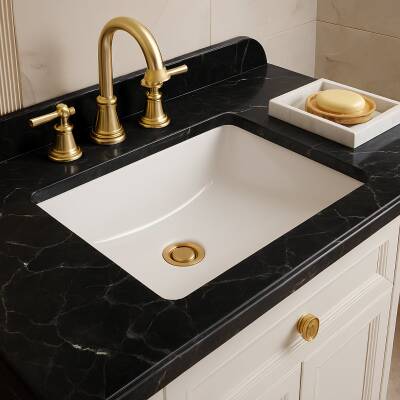 Turavit Hilton Kare Tezgâh Altı Batarya Deliksiz Beyaz Lavabo 41x52 Cm 5027