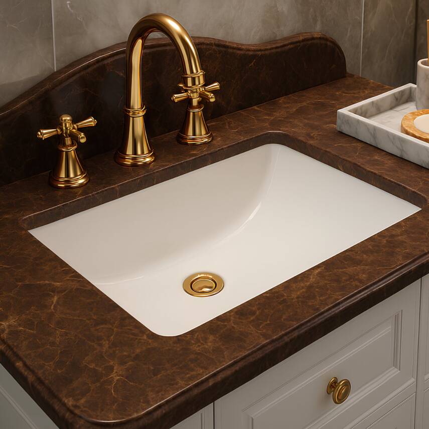 Turavit Hilton Kare Tezgâh Altı Batarya Deliksiz Beyaz Lavabo 41x52 Cm 5027 - 2