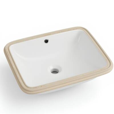 Turavit Hilton Kare Tezgâh Altı Batarya Deliksiz Beyaz Lavabo 41x52 Cm 5027 - 3