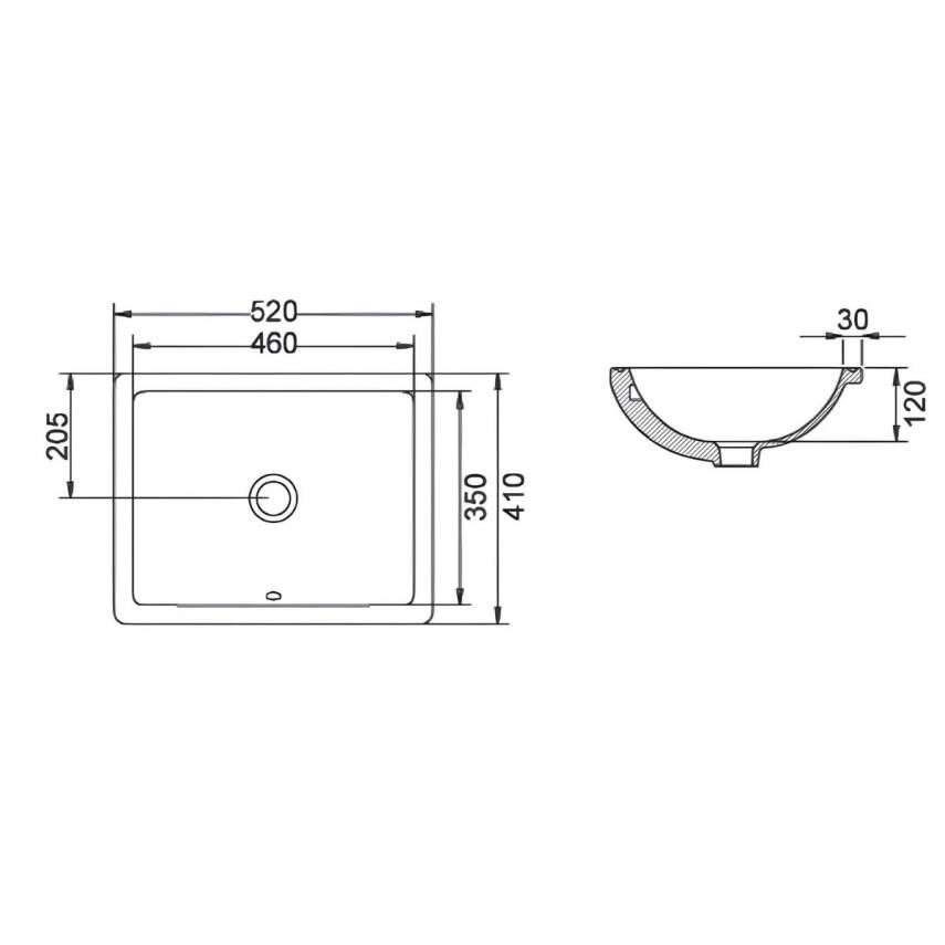 Turavit Hilton Kare Tezgâh Altı Batarya Deliksiz Beyaz Lavabo 41x52 Cm 5027 - 4