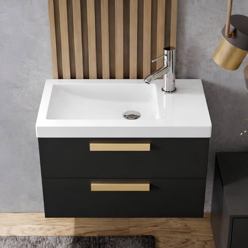 Turavit İda Dikdörtgen Etajer Uyumlu Beyaz Lavabo 28x45 Cm ID0703 - 1