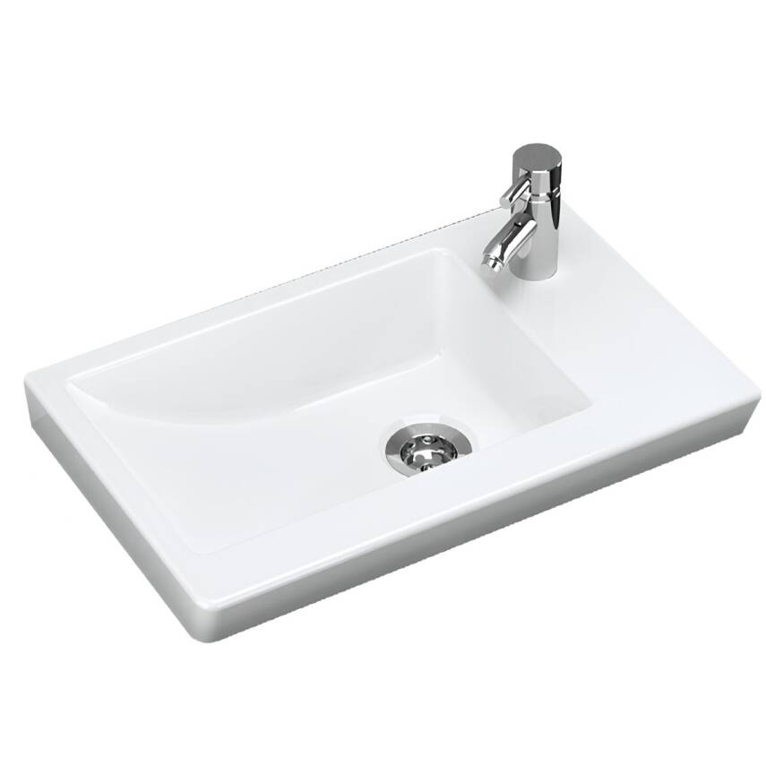 Turavit İda Dikdörtgen Etajer Uyumlu Beyaz Lavabo 28x45 Cm ID0703 - 4