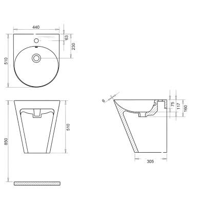 Turavit Iglo Monoblok Batarya Delikli Beyaz Lavabo IGL5910 - 5