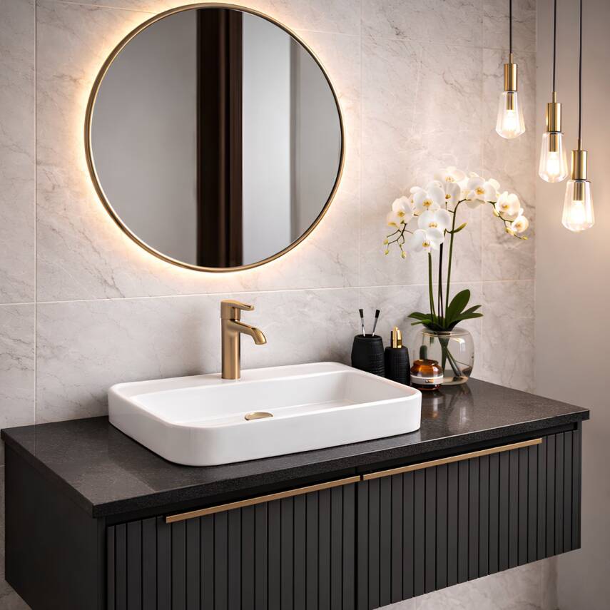 Turavit Loft Dikdörtgen Tezgâh Üstü Batarya Delikli Beyaz Lavabo 60x40 Cm LFT0710 - 3