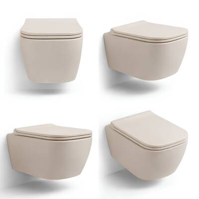 Turavit Luna Kanalsız Mat Cappucino Asma Klozet LN5610C, Luna Mat Cappucino Duroplast Yavaş Kapak - 2