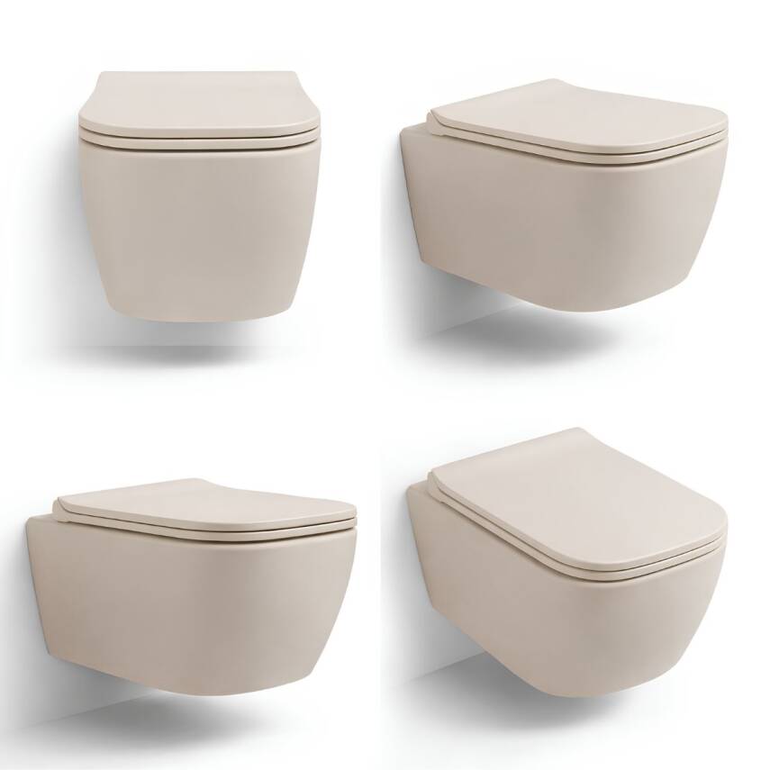 Turavit Luna Kanalsız Mat Cappucino Asma Klozet LN5610C, Luna Mat Cappucino Duroplast Yavaş Kapak - 2
