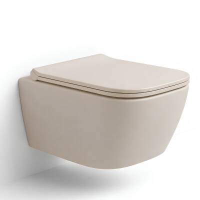 Turavit Luna Kanalsız Mat Cappucino Asma Klozet LN5610C, Luna Mat Cappucino Duroplast Yavaş Kapak - 3