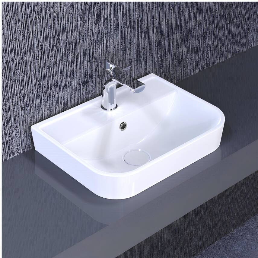 Turavit Luna Tezgâh Üstü Batarya Delikli Beyaz Lavabo 45x37 Cm LN5602 - 1
