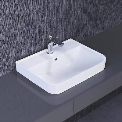 Turavit Luna Tezgâh Üstü Batarya Delikli Beyaz Lavabo 55x39 Cm LN5601
