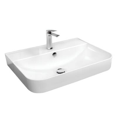 Turavit Luna Tezgâh Üstü Batarya Delikli Beyaz Lavabo Slim 65x40 Cm LN5603 - 3