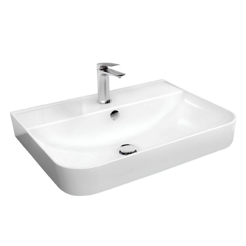 Turavit Luna Tezgâh Üstü Batarya Delikli Beyaz Lavabo Slim 65x40 Cm LN5603 - 3