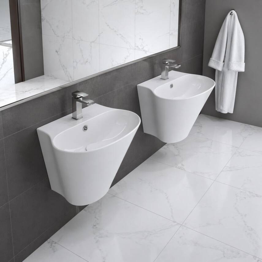 Turavit Minia Monoblok Batarya Delikli Beyaz Lavabo MN5027 - 1