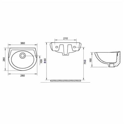 Turavit Oval Batarya Deliksiz Beyaz Lavabo 28x35 Cm 5012 - 2
