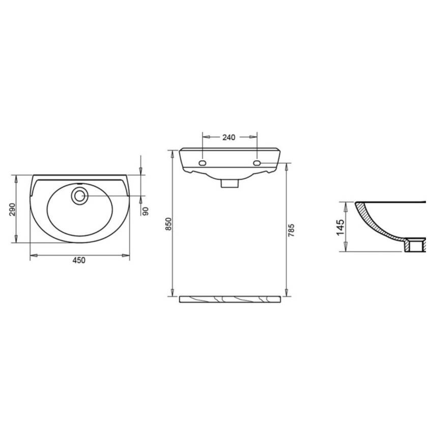 Turavit Oval Batarya Deliksiz Beyaz Lavabo 28x45 Cm 5010 - 3