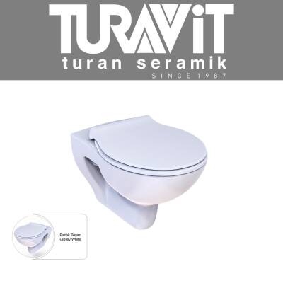 Turavit Pera Kanalsız Beyaz Kanalsız Asma Klozet PR3510, Nkp İpek Yavaş Kapak - 2