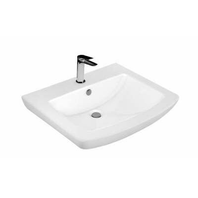 Turavit Plaza Batarya Delikli Beyaz Lavabo 60x48 Cm PLZ1701