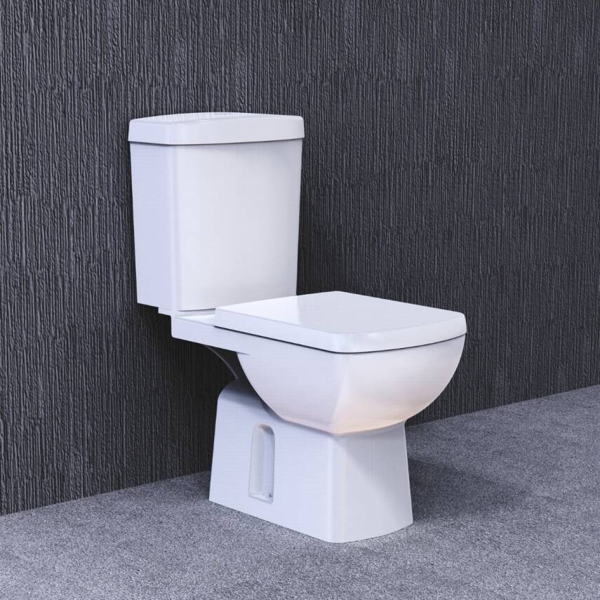 Turavit Plaza Kanallı Beyaz Alttan Çıkışlı Klozet Takımı PLZ1703, Nkp Sedef Yavaş Kapak - 1