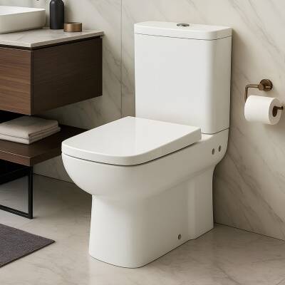 Turavit Plaza Kanallı Beyaz Duvara Sıfır Klozet Takımı PLZ1708, Nkp Sedef Yavaş Kapak