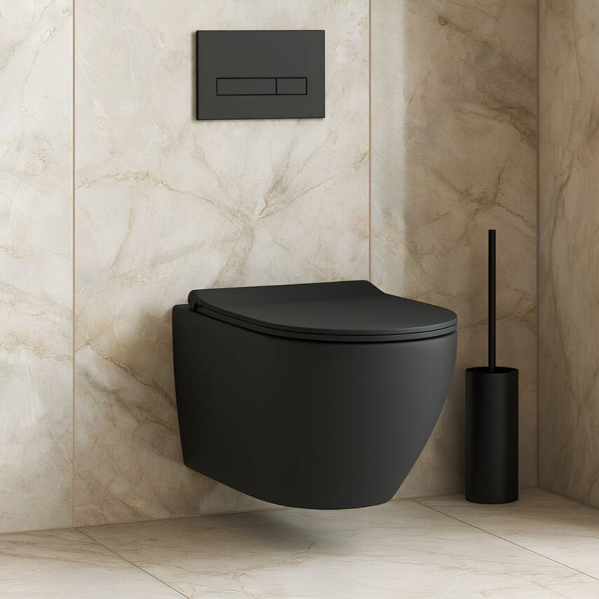 Turavit Rondo Kanalsız Mat Antrasit Asma Klozet RND5512A, Turavit Rondo Duroplast Yavaş Kapak - 7