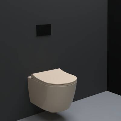 Turavit Rondo Kanalsız Mat Cappucino Asma Klozet RND5512C, Turavit Rondo Duroplast Yavaş Kapak 