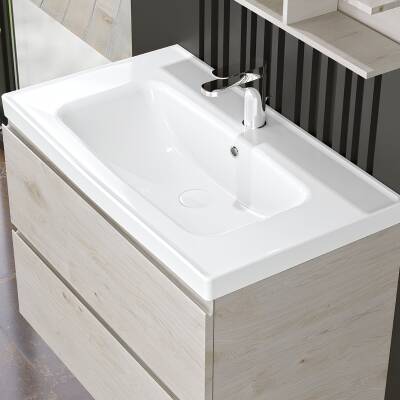 Turavit Safir Etajer Uyumlu Beyaz Lavabo 80x45 Cm S0302 - 2