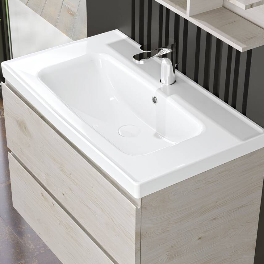 Turavit Safir Etajer Uyumlu Beyaz Lavabo 80x45 Cm S0302 - 2