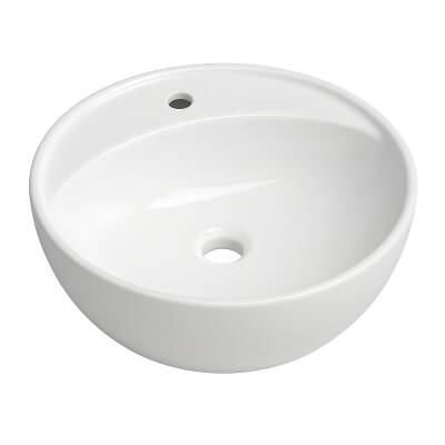 Turavit Toledomix Tezgâh Üstü Oval Batarya Delikli Beyaz Lavabo 40x40 Cm TLD0712 - 6
