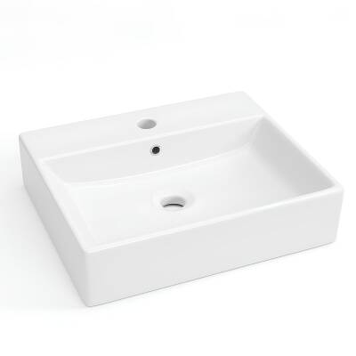 Turavit Vega Dikdörtgen Tezgâh Üstü Beyaz Batarya Delikli Lavabo 50x42 Cm VG0050 - 6
