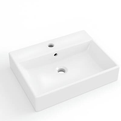 Turavit Vega Dikdörtgen Tezgâh Üstü Beyaz Batarya Delikli Lavabo 80x45 Cm VG0080 - 4