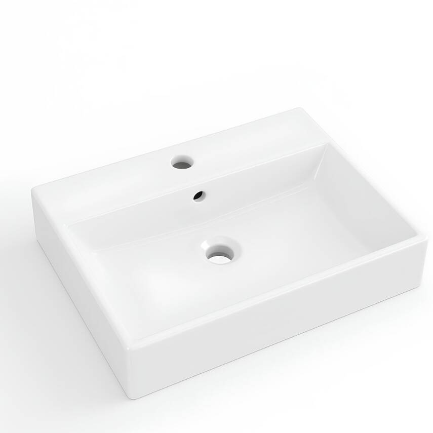 Turavit Vega Dikdörtgen Tezgâh Üstü Beyaz Batarya Delikli Lavabo 80x45 Cm VG0080 - 4