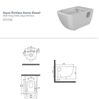 Turkuaz Aqua Kanalsız Beyaz Açık Montaj Asma Klozet SET007001, Ova Gömme Rezervuar Seti - 4