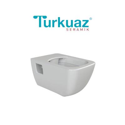 Turkuaz Aqua Kanalsız Beyaz Açık Montaj Asma Klozet SET007001, Turkuaz Aqua Duru Yavaş Kapak - 3