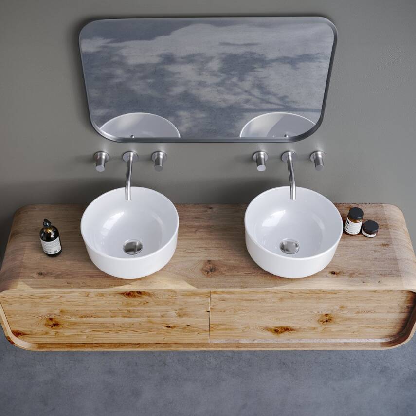 Turkuaz Aqua Tezgâh Üstü Batarya Deliksiz Yuvarlak Beyaz Lavabo 33 Cm 077600 - 2